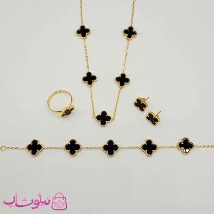 سرویس کامل زنانه طرح ونکلیف مشکی طلایی کد 330