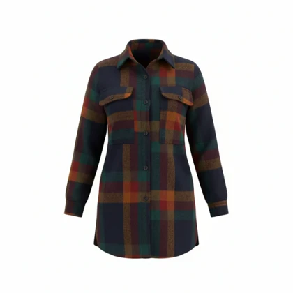 پالتو بدون آستر پشمی زنانه چهارخانه رنگی