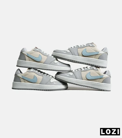 کفش کتانی مردانه طوسی کرم آبی نایک NIKE jordan 1