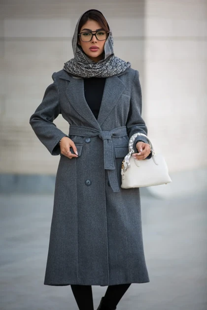 پالتو فوتر زنانه بلند یقه انگلیسی 4 دکمه