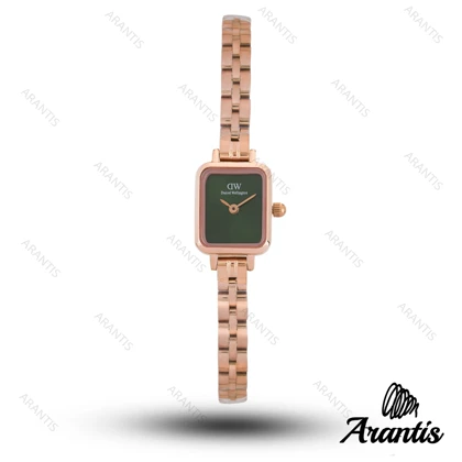 ساعت دنیل ولینگتون زنانه مینی Quadro رزگلد صفحه سبز w-10835