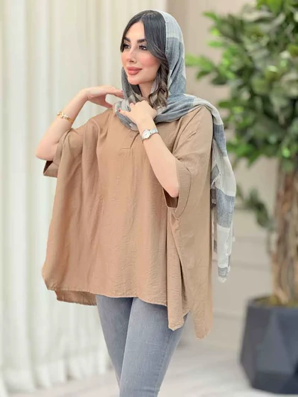 مانتو پانچ یقه دو دکمه