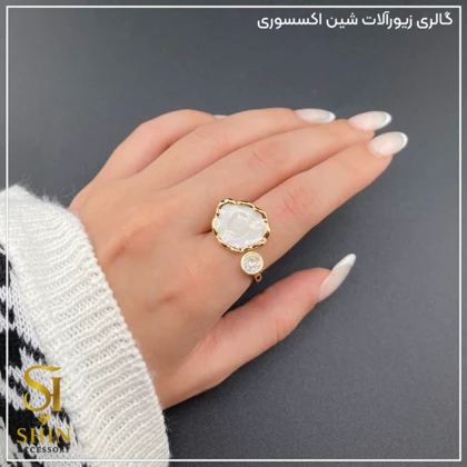 انگشتر زنانه میناکاری شده / ابکاری نقره کد azm08