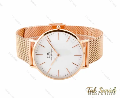 ساعت دنیل ولینگتون مردانه رزگلد بند حصیری صفحه سفید Daniel-3181-G