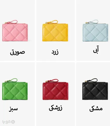 کیف پول زنانه تاشو زیپ‌دار Taomicmic تائومیک میک طرح گلدوزی لوزی