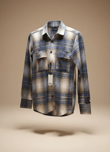 پیراهن پشمی چهارخونه از پارچه پشمی برس خورده با ترکیب رنگی خاص و جذاب _ کد890