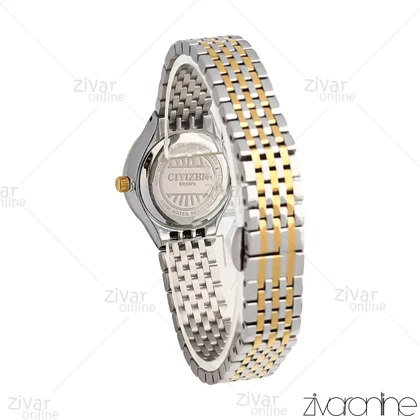ساعت سیتیزن زنانه طلایی نقره ای صفحه مشکی 107112