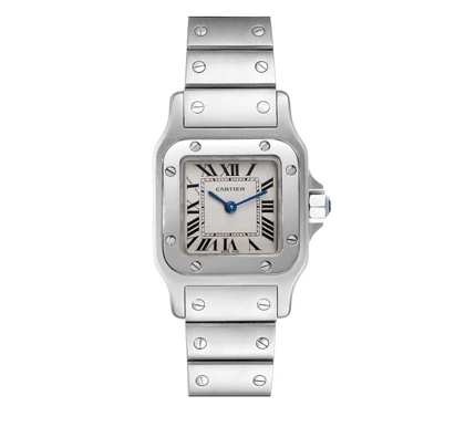 ساعت کارتیر سانتوس فلزی زنانه نقره ای صفحه سفید Cartier Santos metal