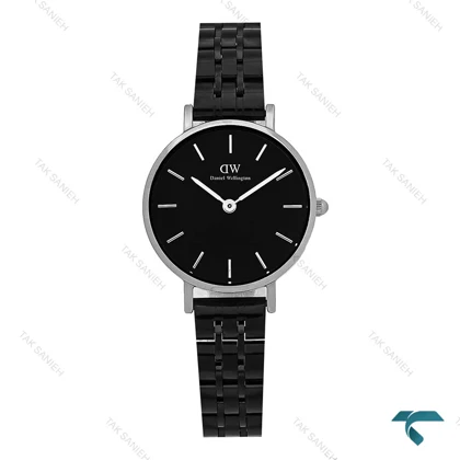 دنیل ولینگتون مینی گرد زنانه مشکی قاب سیلور DW-8019-L