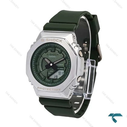 جی شاک زنانه GM-S2100 سبز قاب سیلور G-shock-6390-L