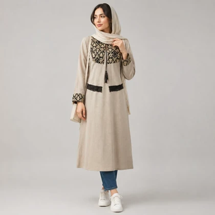 مانتو زنانه کت و سارافون ترمه کد 268