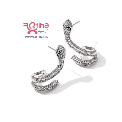 گوشواره فانتزی مدل مار (یک سوراخ با حلقه مخصوص لاله گوش)