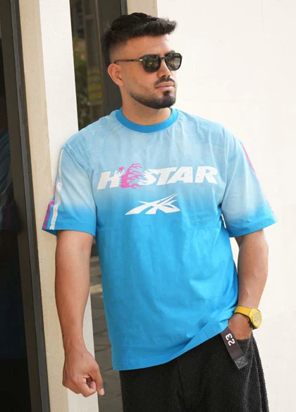 تیشرت مردانه آبی مدل HELLSTAR