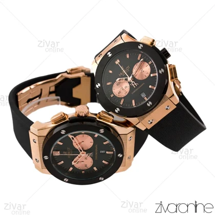 ست ساعت هابلوت کلاسیک فیوژن سه موتوره مشکی رزگلد 102212