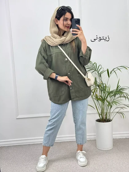 مانتو کتان جیب پایین