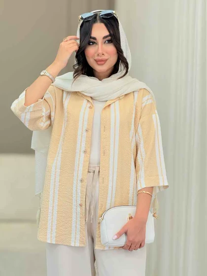 شومیز آستین پاکتی طرح راه راه