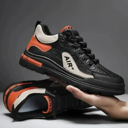 کتانی لژدار طبی مردانه ضد آب مشکی Men’s Waterproof Platform Orthopedic Sneakers Black