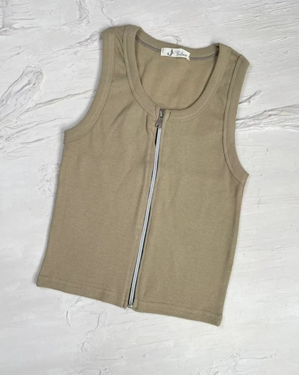 کراپ یقه خشتی جلو زیپ کد 1400186