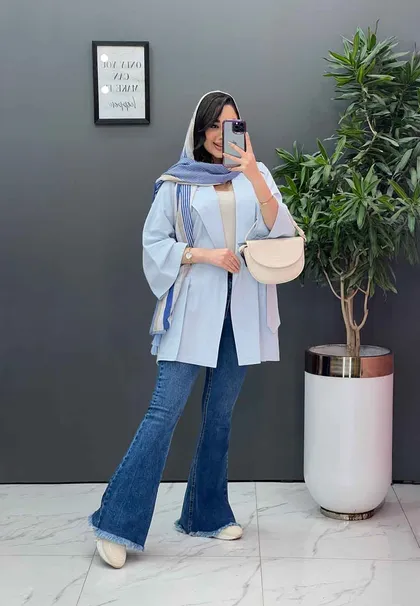 مانتو لینن جیب مثلثی