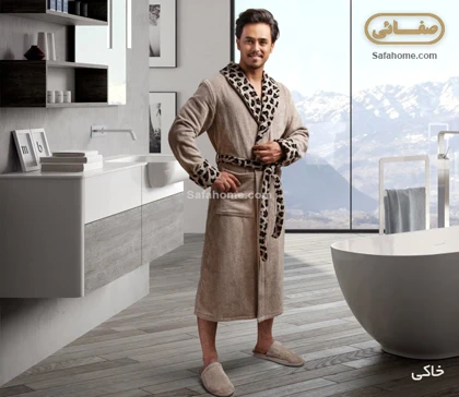 حوله تن پوش مردانه طرح جگوار خاکی پودایران