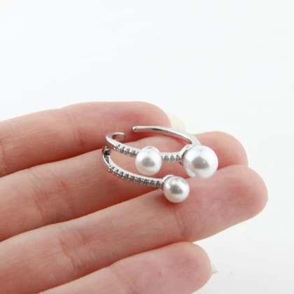 انگشتر دخترانه مدل مروارید نگینی