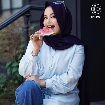 شومیز پاستیلی آبی