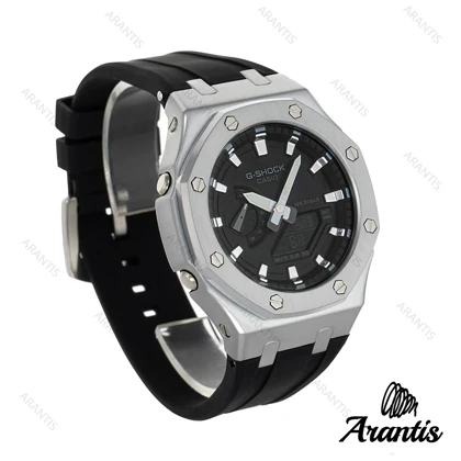 جی شاک GMA2100 مردانه بدنه فلزی سیلور مشکی m-2485