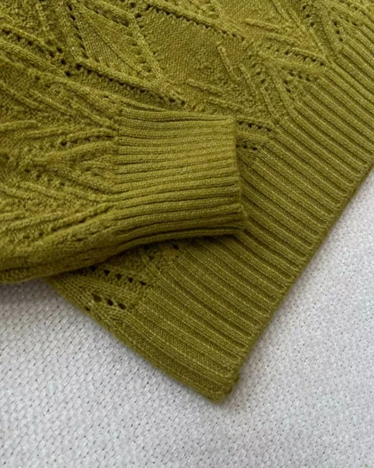 پلیور بافت طرح برجسته یقه گرد کد 5406