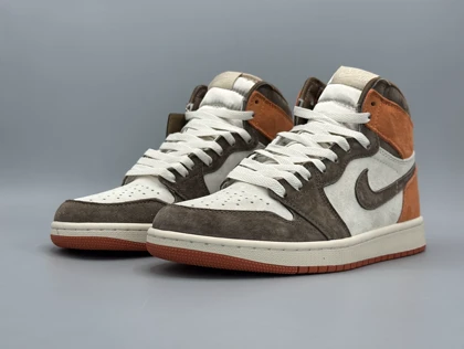 کتانی نایکی جردن1 مستر داستد کلی قهوه ای آجری/Nike Air Jordan1 Dusted