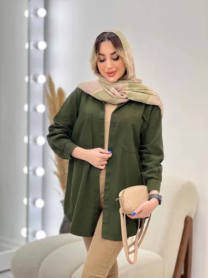 مانتو کتان دو جیب پرند