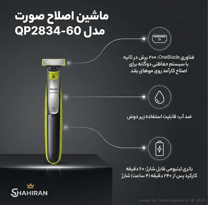 ماشین اصلاح فیلیپس مدل PHILIPS ONEBLADE QP2834/60