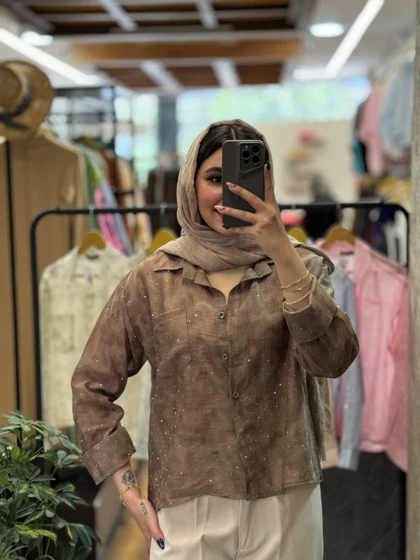 شومیز شیشه ای نگینی-1042