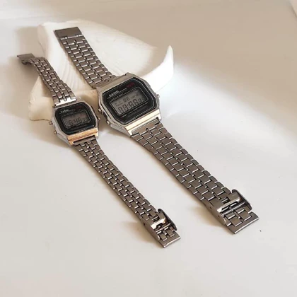 ست ساعت دیجیتال کاسیو وینتیج (Casio Digital Watch) – قاب دو رنگ و بند استیل