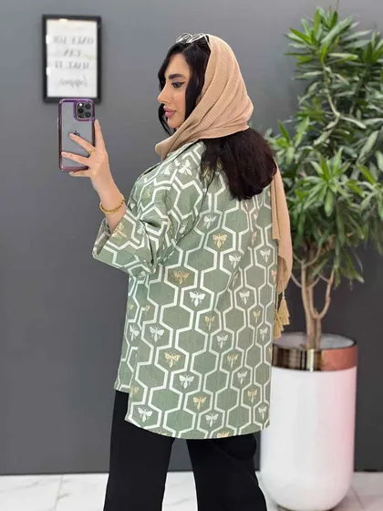مانتو ژاکارد کتی آستین دوبل