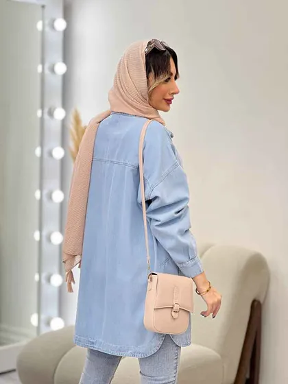 مانتو جین جیب کج زاپ‌دار