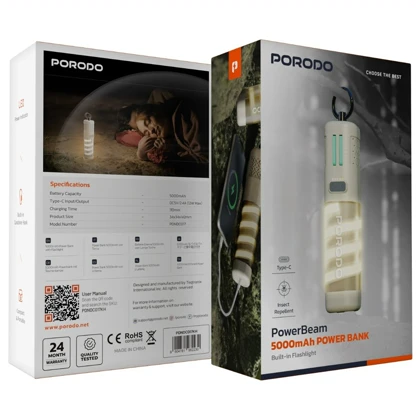 پاوربانک 5000، حشره کش و چراغ قوه پورودو Porodo مدل PDNDC017KH