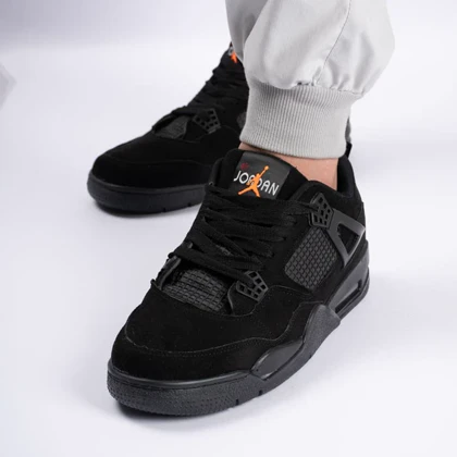 کفش کتانی اسپرت ساق‌دار مردانه رنگ مشکی مدل نایک NIKE Jordan 4