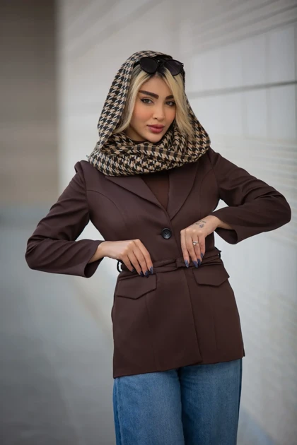 کت زنانه بلدینگ کمر بنددار