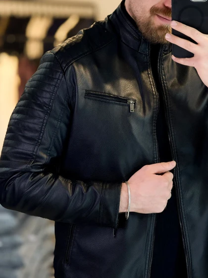 کت چرم مشکی 635