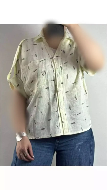 شومیز جیب‌دار میو نگینی زنانه 80067