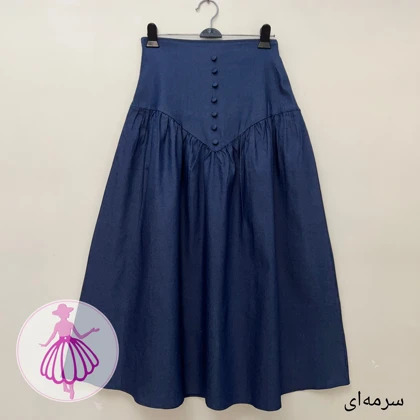 دامن جین کمرگنی بلند وارداتی