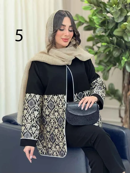مانتو طرح دار مغزی دوزی دلبر
