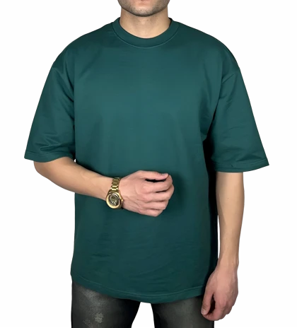 تیشرت آستین کوتاه سبز ساده پارچه ماکان