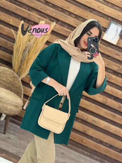 مانتو کتی چهاردکمه یقه پهن