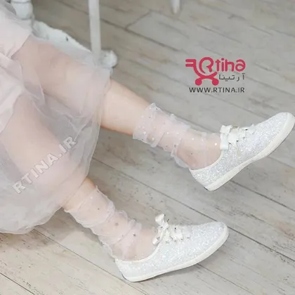 جوراب بلند مجلسی زنانه مدل شیشه ای نگین‌دار