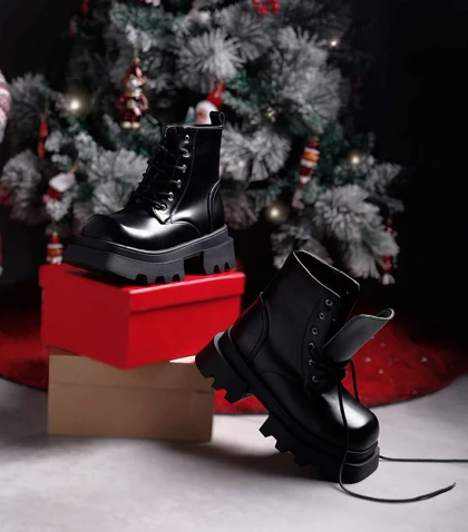 نیم بوت بنددار تک زیپ 4443 Pinki