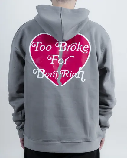 هودی مدل TOO BROKE طوسی برند بورن ریچ bornrich