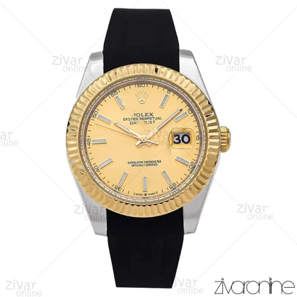ساعت رولکس دیت جاست 2 مردانه صفحه طلایی بند رابر مشکی 106614