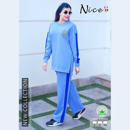 ست بلوز شلوار زنانه استایل بگ نایس آبی 2138