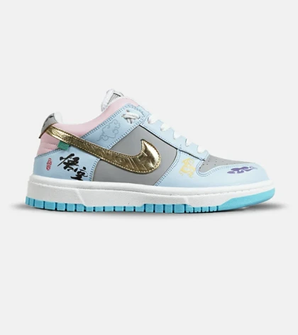 کفش کتانی مردانه و زنانه آبی طوسی طلایی نایک NIKE Dunk Low Remastered